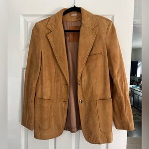 Women's Suede Blazer Jacket in Tan